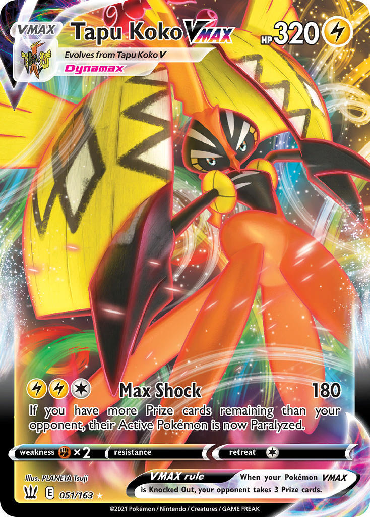 Pokemon Card Tapu Koko VMAX 051/163 Full Art Ultra Rare Battle Styles –  TOYSUCKER