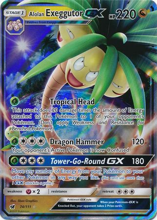 Alolan Exeggutor GX 74/111 Ultra Rare - Pokemon Card - SM - Crimson Invasion