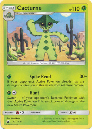 Cacturne 6/111 Rare - Pokemon Card - SM - Crimson Invasion