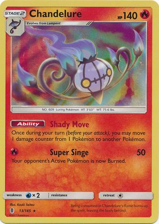 Chandelure 13/145 Holo Rare - Pokemon Card - SM - Guardians Rising