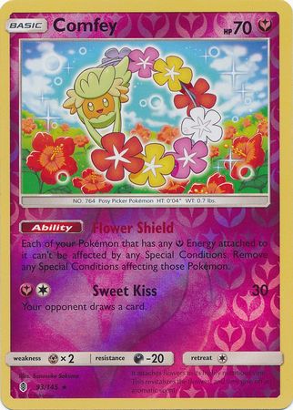 Comfey 93/145 Reverse Holo Rare - Pokemon Card - SM - Guardians Rising