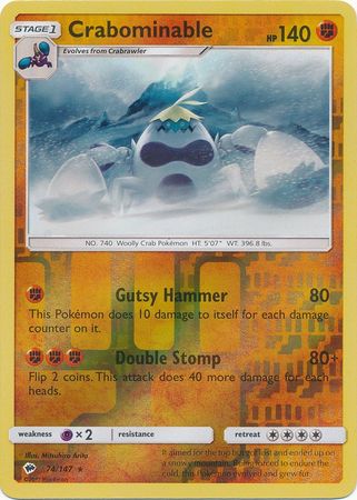 Crabominable 74/147 Reverse Holo Rare - Pokemon Card - SM - Burning Shadows