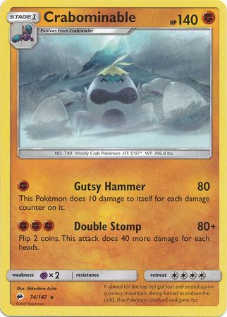 Crabominable 74/147 Rare - Pokemon Card - SM - Burning Shadows