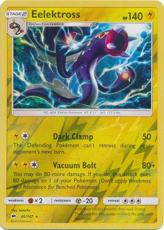 Eelektross 46/147 Reverse Holo Rare - Pokemon Card - SM - Burning Shadows