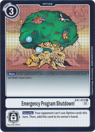 Emergency Program Shutdown! - EX1-072 - Rare - Digimon Card - Classic Collection