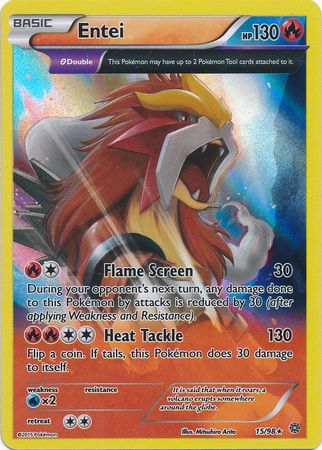 Entei 15/98 Holo Rare - Pokemon Card - XY - Ancient Origins