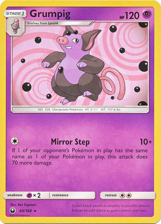 Grumpig 60/168 Rare - Pokemon Card - SM - Celestial Storm