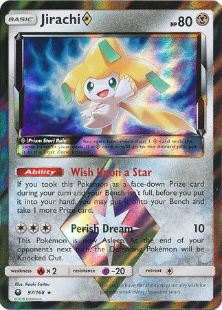 Jirachi 97/168 Prism Star Holo Rare - Pokemon Card - SM - Celestial Storm