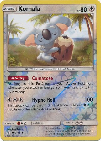 Komala 114/145 Uncommon Reverse Holo - Pokemon Card - SM - Guardians Rising