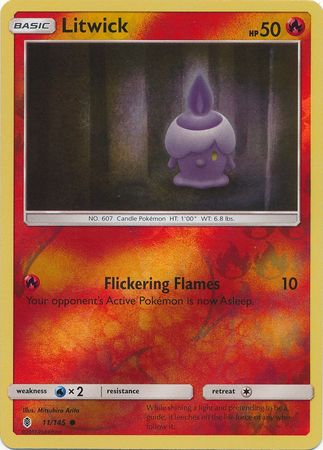 Litwick 11/145 Common Reverse Holo - Pokemon Card - SM - Guardians Rising