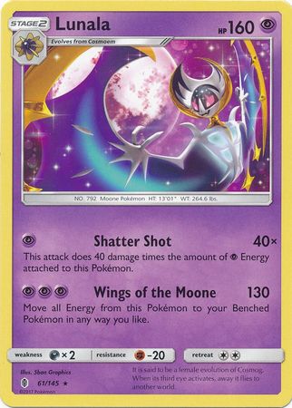 Lunala 61/145 Rare - Pokemon Card - SM - Guardians Rising