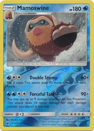 Mamoswine 21/111 Reverse Holo Rare - Pokemon Card - SM - Crimson Invasion