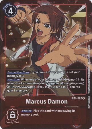 Marcus Damon (Box Topper) - BT4-092 - Promo Holo - Digimon Card - Great Legend