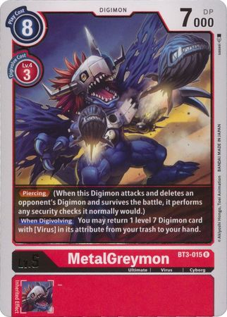 MetalGreymon - BT3-015 R - Rare - Digimon Card - Special Booster Version 1.5