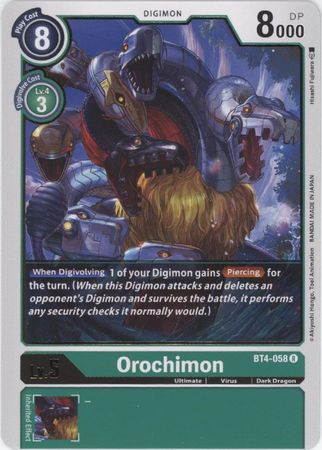 Orochimon - BT4-058 - Rare - Digimon Card - Great Legend