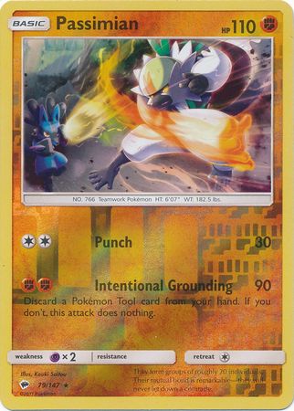 Passimian 79/147 Reverse Holo Rare - Pokemon Card - SM - Burning Shadows