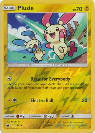 Plusle 53/168 Uncommon Reverse Holo - Pokemon Card - SM - Celestial Storm