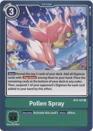 Pollen Spray - BT4-107 - Rare - Digimon Card - Great Legend