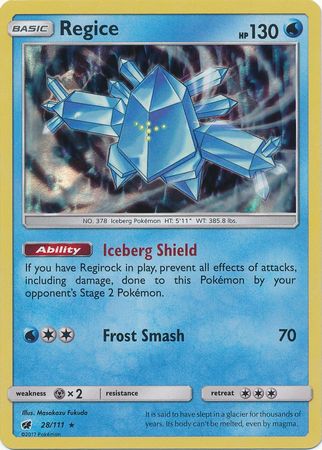 Regice 28/111 Holo Rare - Pokemon Card - SM - Crimson Invasion