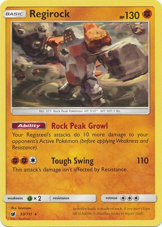 Regirock 53/111 Rare - Pokemon Card - SM - Crimson Invasion