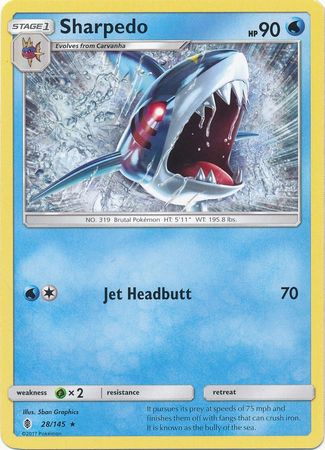 Sharpedo 28/145 Rare - Pokemon Card - SM - Guardians Rising