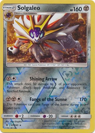 Solgaleo 87/145 Reverse Holo Rare - Pokemon Card - SM - Guardians Rising