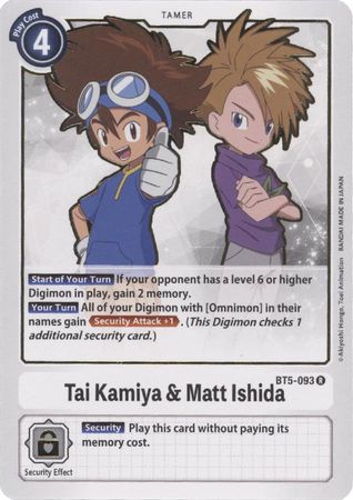 Tai Kamiya & Matt Ishida - BT5-093 - Rare - Digimon Card - Battle Of Omni