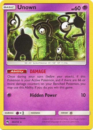 Unown 90/214 Rare - Pokemon Card - SM - Lost Thunder