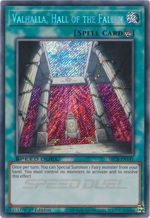 Valhalla, Hall of the Fallen - SBCB-EN141 - Secret Rare 1st Edition - Yu-Gi-Oh! TCG - SBCB