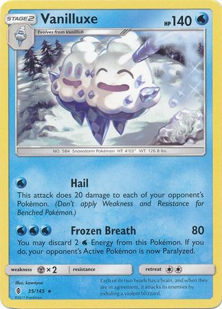 Vanilluxe 35/145 Rare - Pokemon Card - SM - Guardians Rising