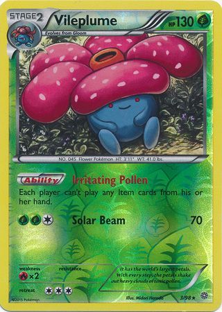 Vileplume 3/98 Rare Reverse Holo - Pokemon Card - XY - Ancient Origins