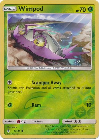 Wimpod 8/145 Common Reverse Holo - Pokemon Card - SM - Guardians Rising