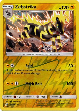 Zebstrika 45/181 Reverse Holo Rare - Pokemon Card - SM - Team Up