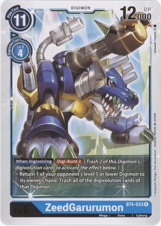 ZeedGarurumon - BT4-033 - Rare - Digimon Card - Great Legend