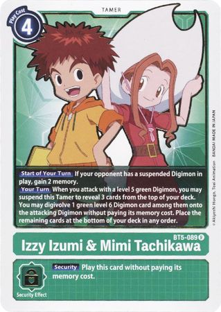 Izzy Izumi & Mimi Tachikawa - BT5-089 - Rare - Digimon Card - Battle Of Omni