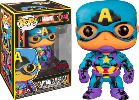 Funko Pop Captain America # 648 Marvel Black Light Vinyl Figure