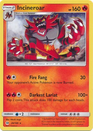 Incineroar 26/149 Rare - Pokemon Card - Base Set SM