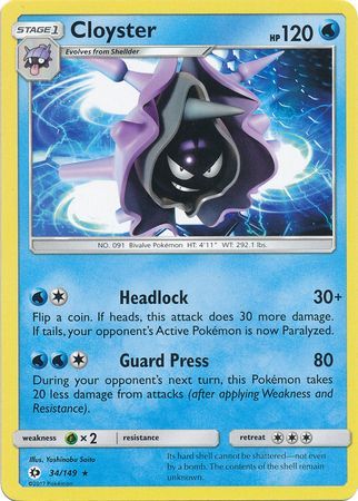 Cloyster 34/149 Rare - Pokemon Card - Base Set SM