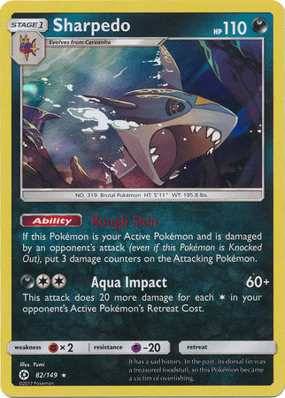 Sharpedo 82/149 Holo Rare - Pokemon Card - Base Set SM