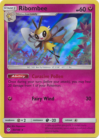 Ribombee 93/149 Holo Rare - Pokemon Card - Base Set SM