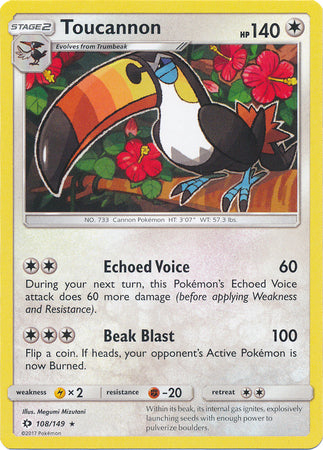 Toucannon 108/149 Rare - Pokemon Card - Base Set SM