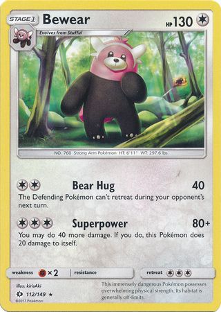 Bewear 112/149 Rare - Pokemon Card - Base Set SM