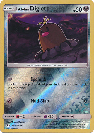 Alolan Diglett 86/149 Common Reverse Holo Foil - Pokemon Card - Base Set SM