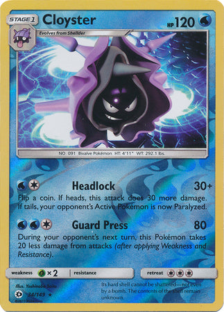 Cloyster 34/149 Rare Reverse Holo Foil - Pokemon Card - Base Set SM