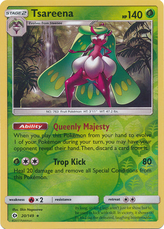 Tsareena 20/149 Rare Reverse Holo Foil - Pokemon Card - Base Set SM