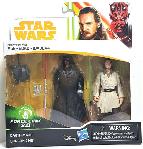 Star Wars Darth Maul & Qui-Gon Jinn Force Link 2.0 Hasbro 3.75" Action Figure