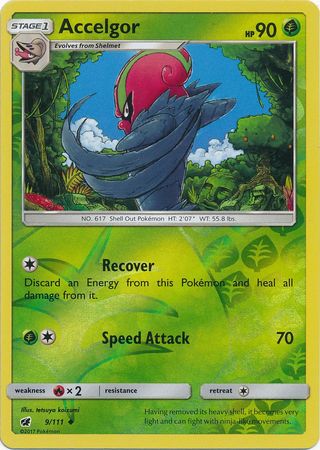 Accelgor 9/111 Uncommon Reverse Holo Foil - Pokemon Card - SM - Crimson Invasion