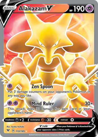 Alakazam V 172/185 Full Art Ultra Rare - Pokemon Card - SWSH - Vivid Voltage