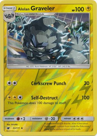 Alolan Graveler 33/111 Uncommon Reverse Holo Foil - Pokemon Card - SM - Crimson Invasion