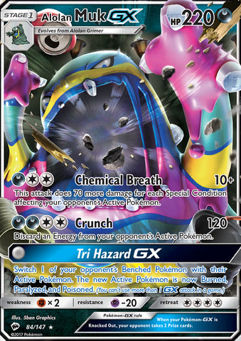 Alolan Muk GX 84/147 Ultra Rare - Pokemon Card - SM - Burning Shadows